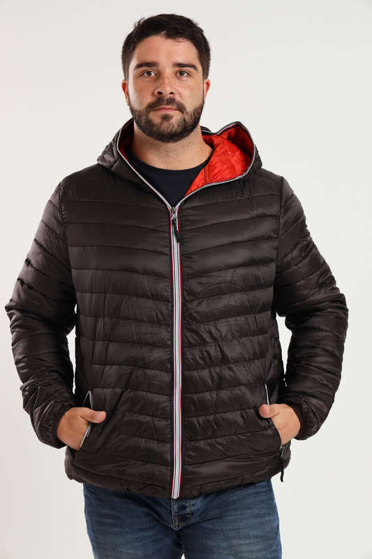 Mens Hooded Puffer Jacket With Easy Carry Bag