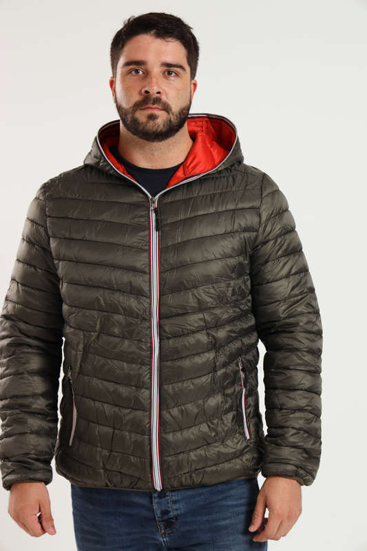 Mens Hooded Puffer Jacket With Easy Carry Bag