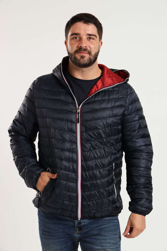Mens Hooded Puffer Jacket With Easy Carry Bag