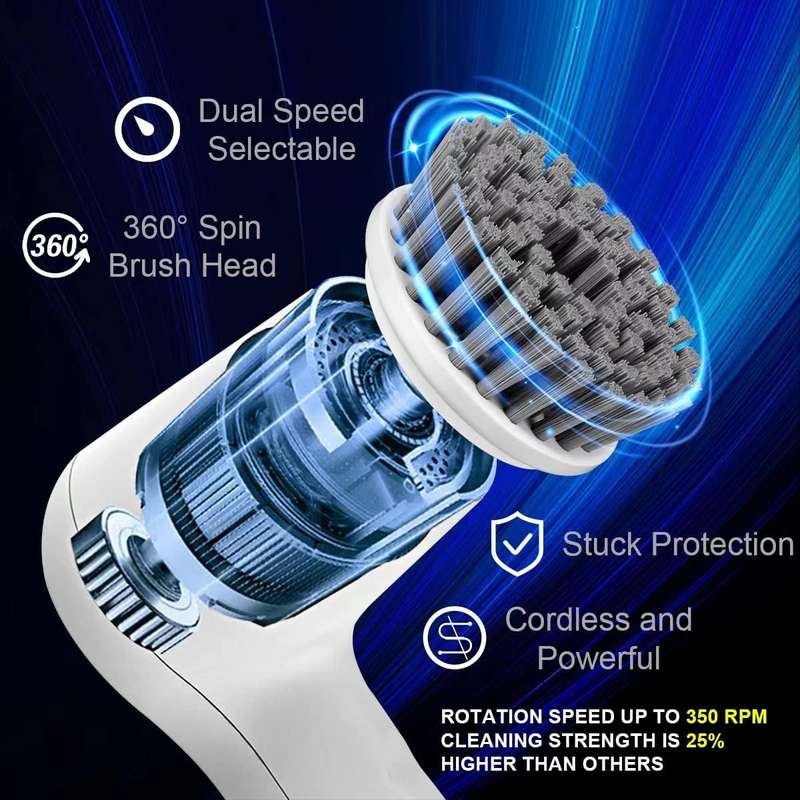 Rechargeable Electric Spin Magic Scrubber With 3 Heads &amp; LED Display