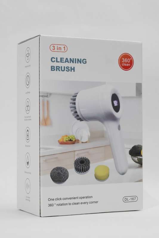 Rechargeable Electric Spin Magic Scrubber With 3 Heads &amp; LED Display