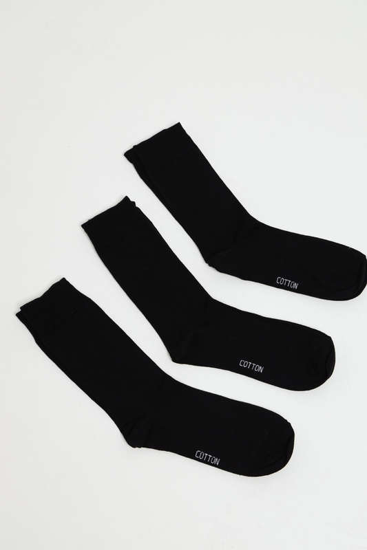 Senza Cotton Black Socks Pack Of 3