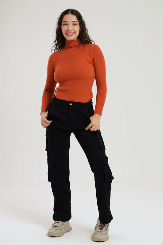 Senza Ladies Knitted Free Size Polo-Neck Jersey SM to 2XL