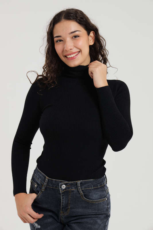 Senza Ladies Knitted Free Size Polo-Neck Jersey SM to 2XL