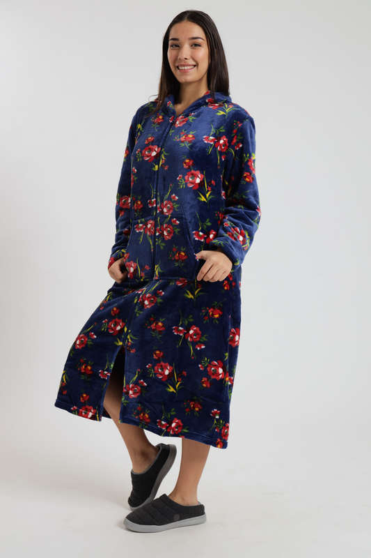 Huggle Hoodie Ultra Plush Zipp-Up Long Winter Gown