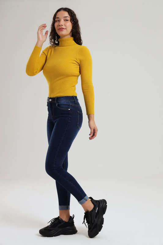 Ladies Blue High Rise Stretch Skinny Jeans