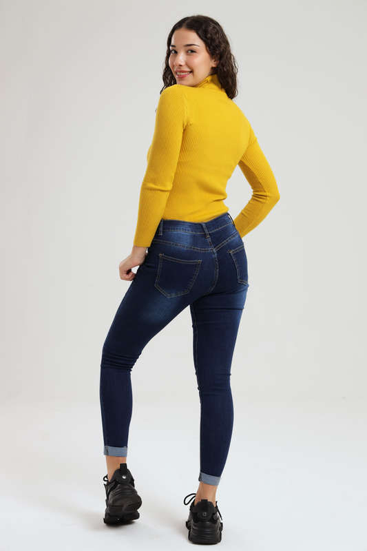 Ladies Blue High Rise Stretch Skinny Jeans