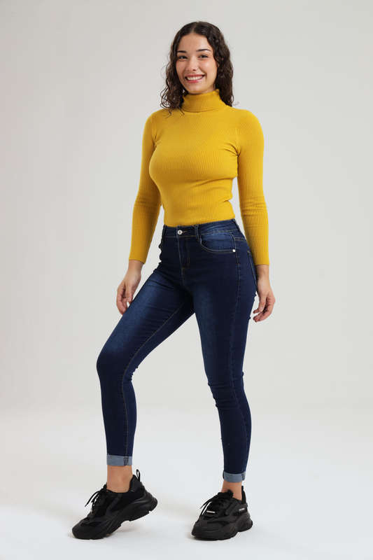 Ladies Blue High Rise Stretch Skinny Jeans