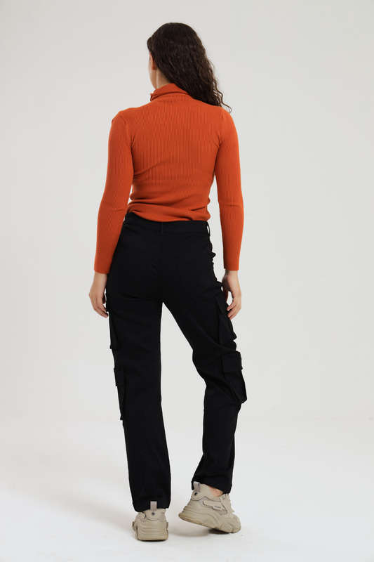 Ladies Misguided Stretchy Straight Leg Multi Pocket Cargo Pants