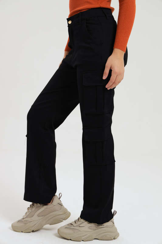 Ladies Misguided Stretchy Straight Leg Multi Pocket Cargo Pants