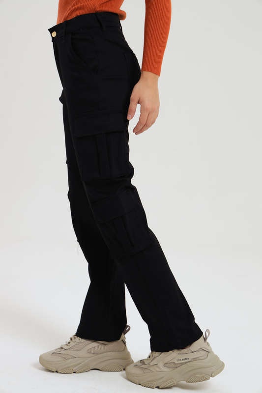 Ladies Misguided Stretchy Straight Leg Multi Pocket Cargo Pants
