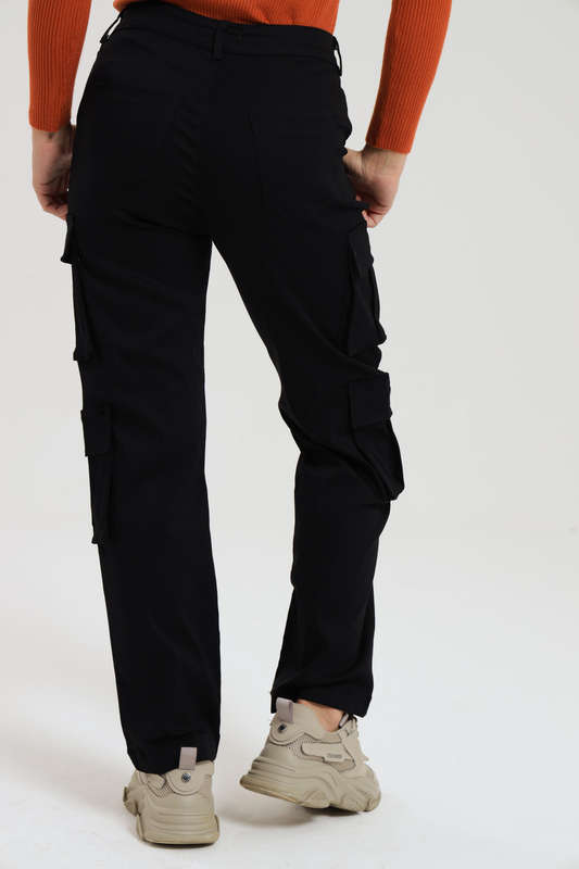 Ladies Misguided Stretchy Straight Leg Multi Pocket Cargo Pants