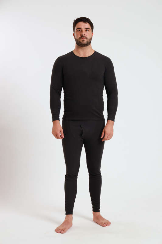 Mens 2 Piece Fleece Lined Long Johns Stretchy Winter Thermal Set