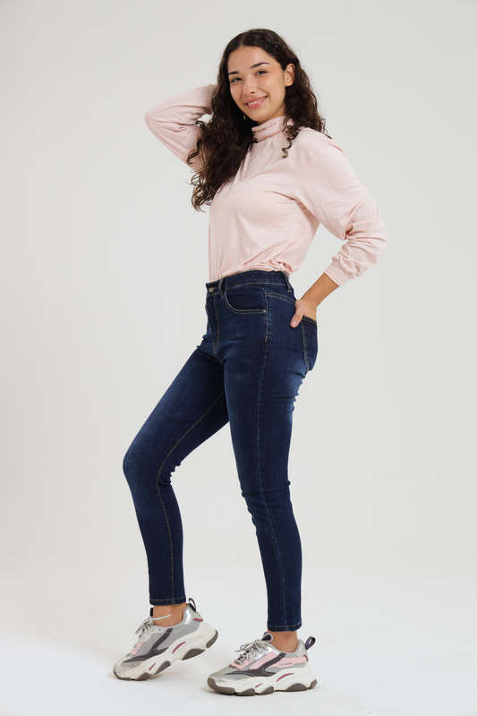 Ladies Blue High Rise Stretch Skinny Jeans