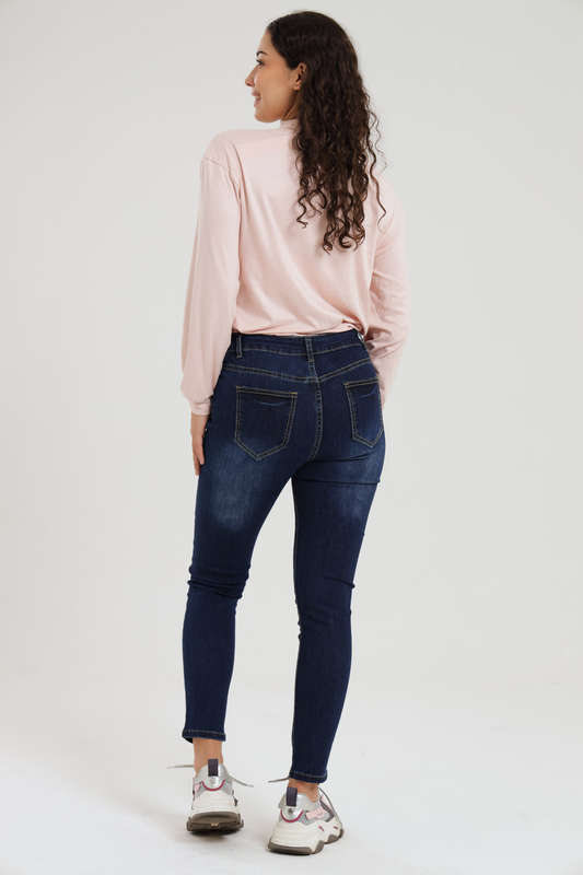 Ladies Blue High Rise Stretch Skinny Jeans