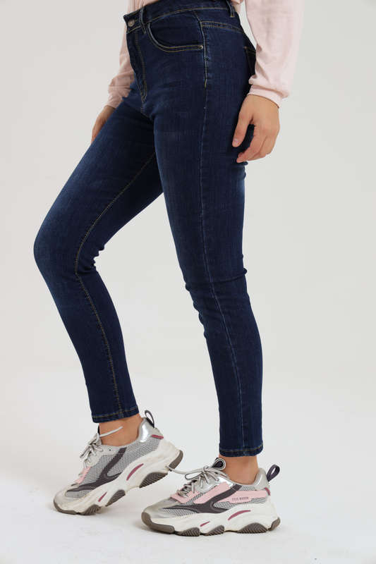 Ladies Blue High Rise Stretch Skinny Jeans