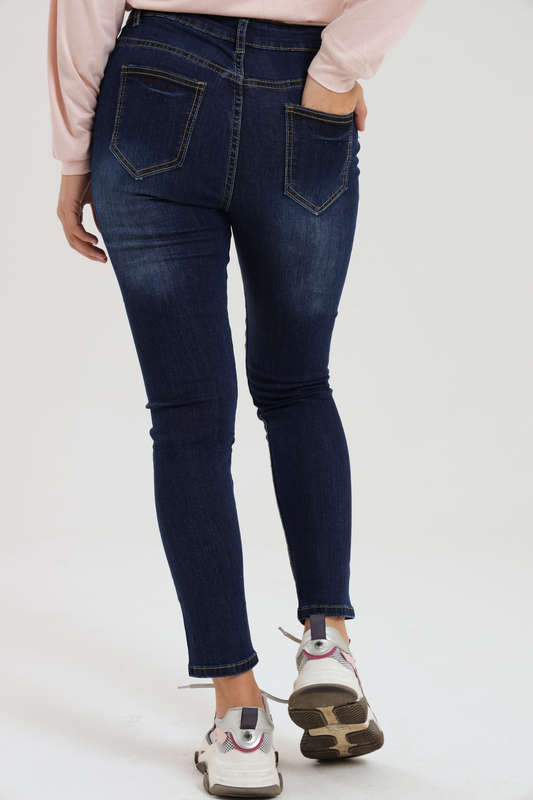 Ladies Blue High Rise Stretch Skinny Jeans