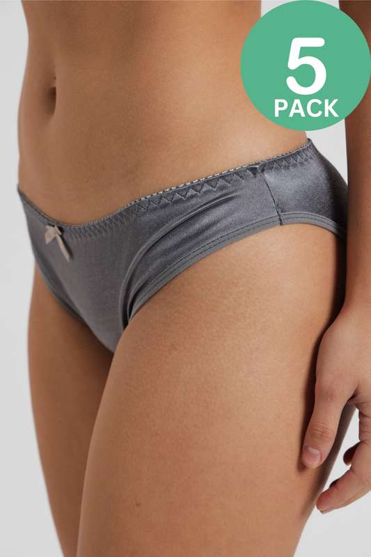 Senza 5 Pack Ladies Satin Panties With Lace Detail