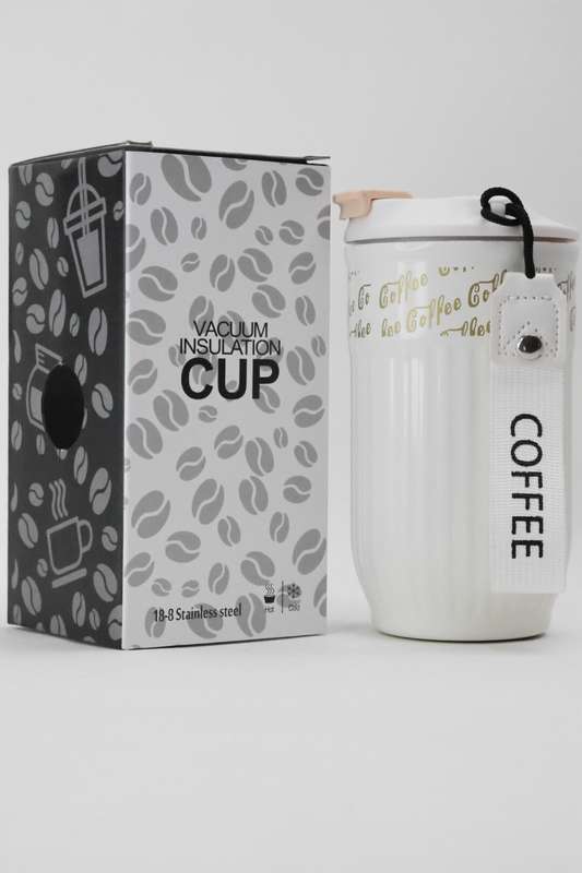 420ml Thermos Vacuum Double Wall Stainless Steel Travel Flask Cup With Wrist Holder Band