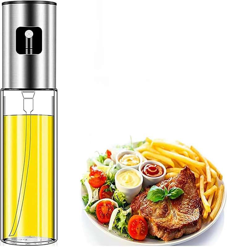 2 x 100ml Senza Stainless Steel Glass Oil Spray Bottle