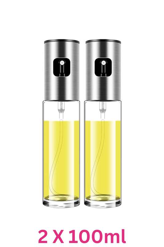 2 x 100ml Senza Stainless Steel Glass Oil Spray Bottle