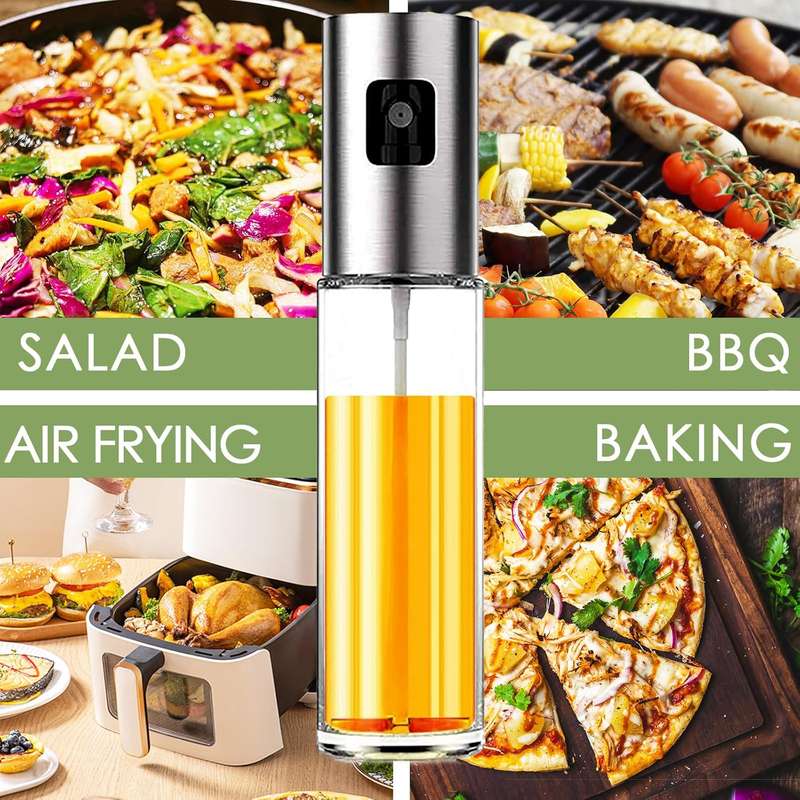 2 x 100ml Senza Stainless Steel Glass Oil Spray Bottle