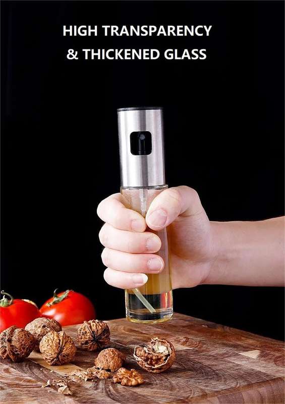 2 x 100ml Senza Stainless Steel Glass Oil Spray Bottle