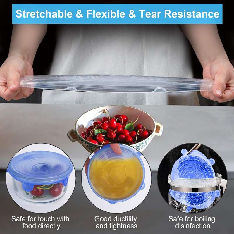 6 Pcs Silicone Stretch Food & Storage Covers