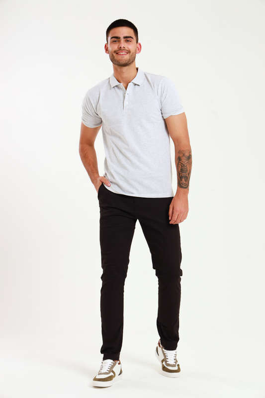 Men's Essential Slim Fit Stretch Cotton Chinos Black Pants