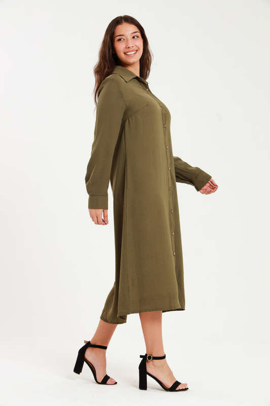 Asher Long Sleeve Button Down Shirt Dress