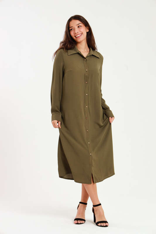 Asher Long Sleeve Button Down Shirt Dress