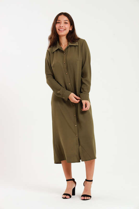 Asher Long Sleeve Button Down Shirt Dress