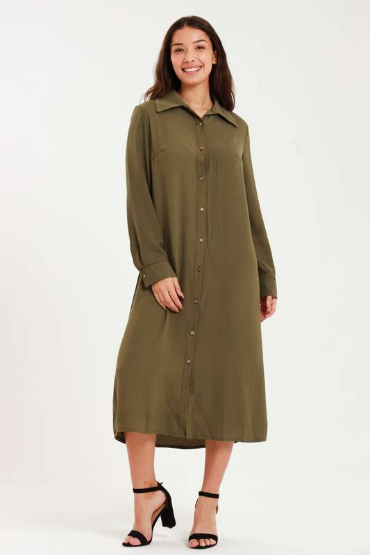 Asher Long Sleeve Button Down Shirt Dress