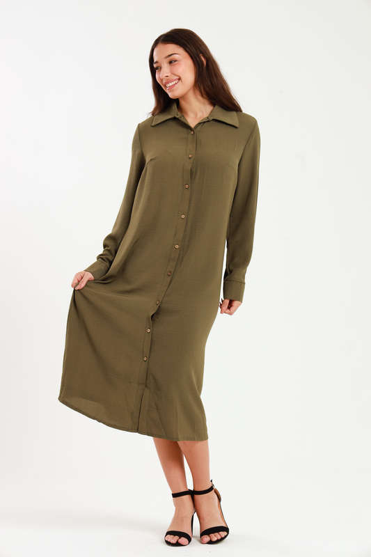 Asher Long Sleeve Button Down Shirt Dress