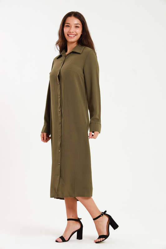 Asher Long Sleeve Button Down Shirt Dress