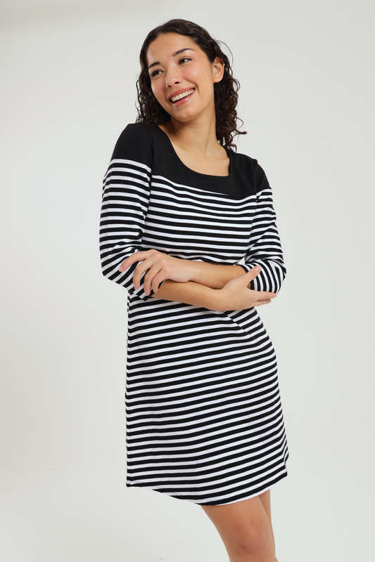 Cassidy 3/4 Sleeve Knee Length Striped Evening or Office Dress