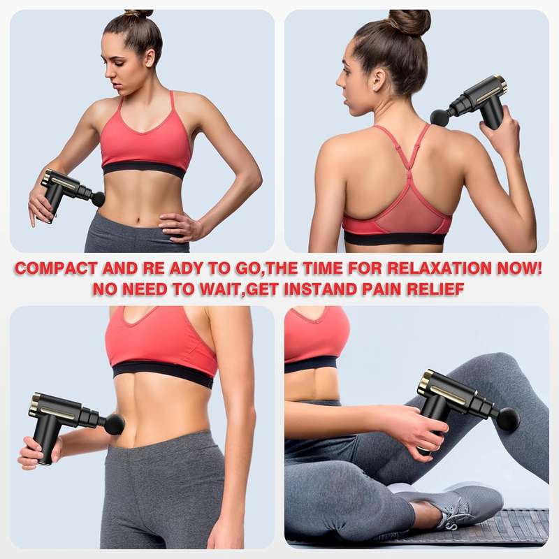 Deep Tissue Percussion Massage Gun Pain Relief Muscle Massager With 4 Heads
