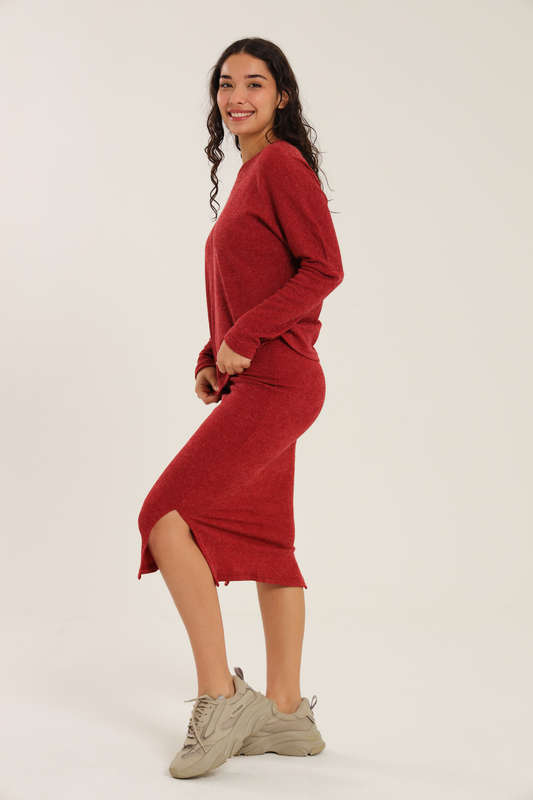Italian Ribbed Skirt &amp; Long Sleeve Top Winter Set