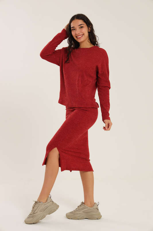 Italian Ribbed Skirt &amp; Long Sleeve Top Winter Set