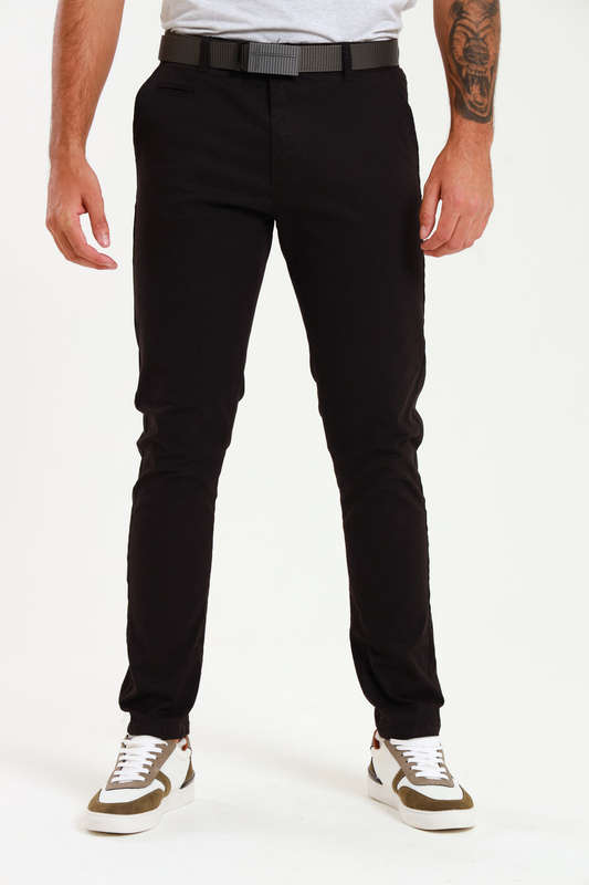 Men's Essential Slim Fit Stretch Cotton Chinos Black Pants