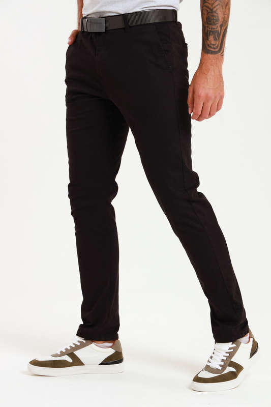 Men's Essential Slim Fit Stretch Cotton Chinos Black Pants