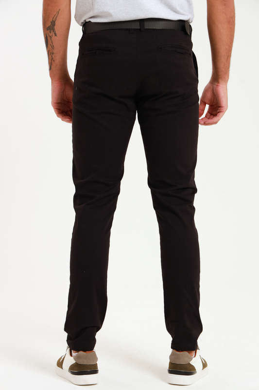 Men's Essential Slim Fit Stretch Cotton Chinos Black Pants