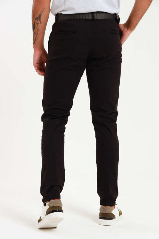 Men's Essential Slim Fit Stretch Cotton Chinos Black Pants
