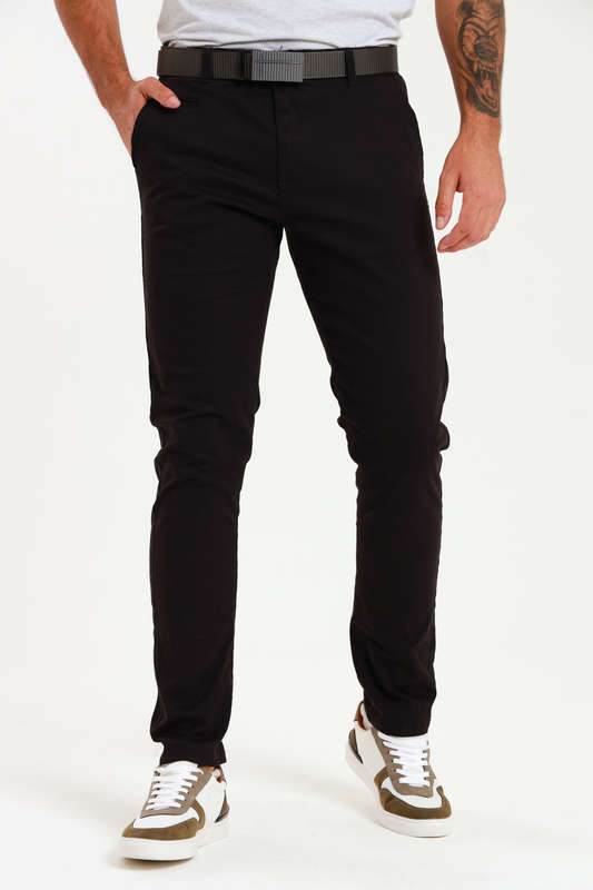 Men's Essential Slim Fit Stretch Cotton Chinos Black Pants