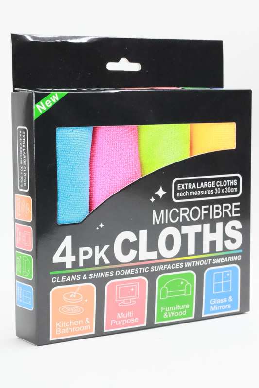 Senza Pack Of 4 Microfibre Cleaning Cloth Variety Pack XL 300mm X 300mm