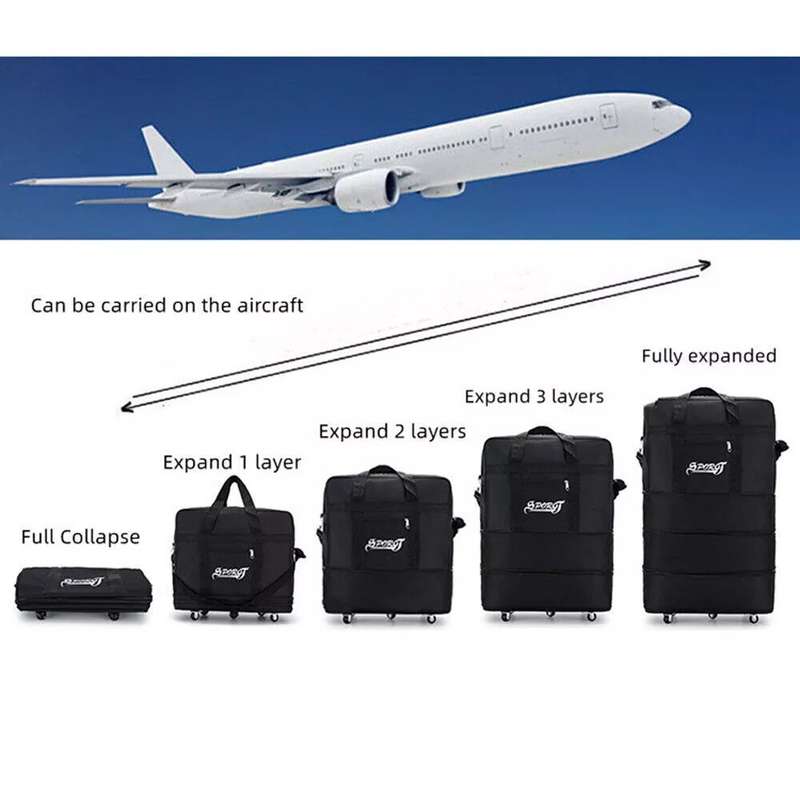 Senza Sport Large Expandable Trolley Duffle Waterproof Travel Luggage Bag