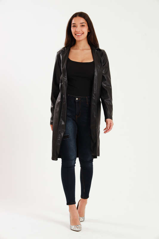 Charlotte Patent Trench Coat PU Leather
