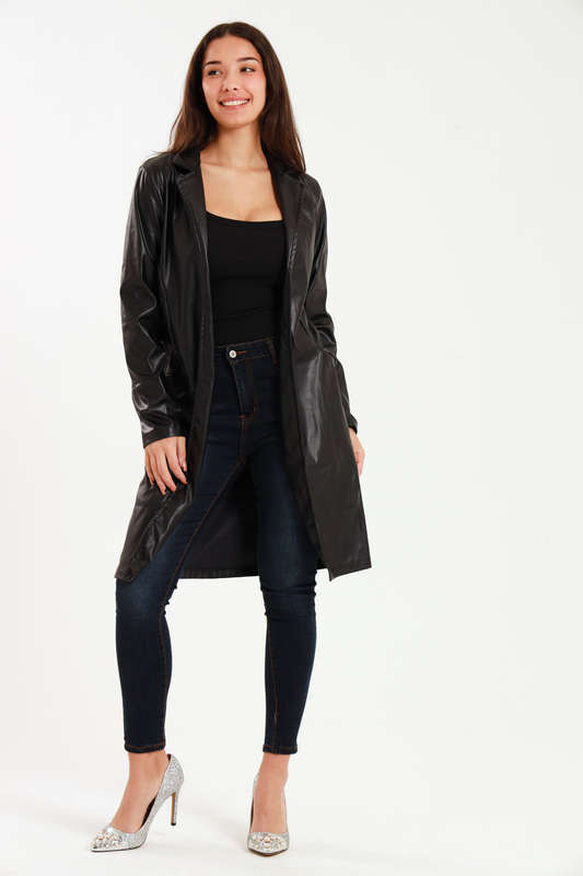 Charlotte Patent Trench Coat PU Leather