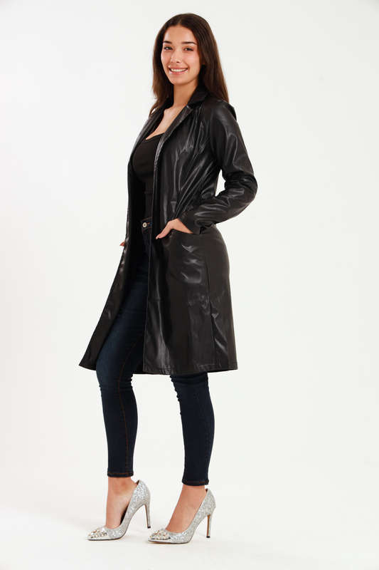 Charlotte Patent Trench Coat PU Leather