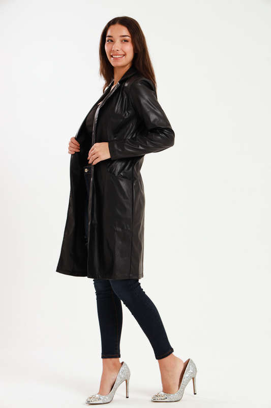 Charlotte Patent Trench Coat PU Leather
